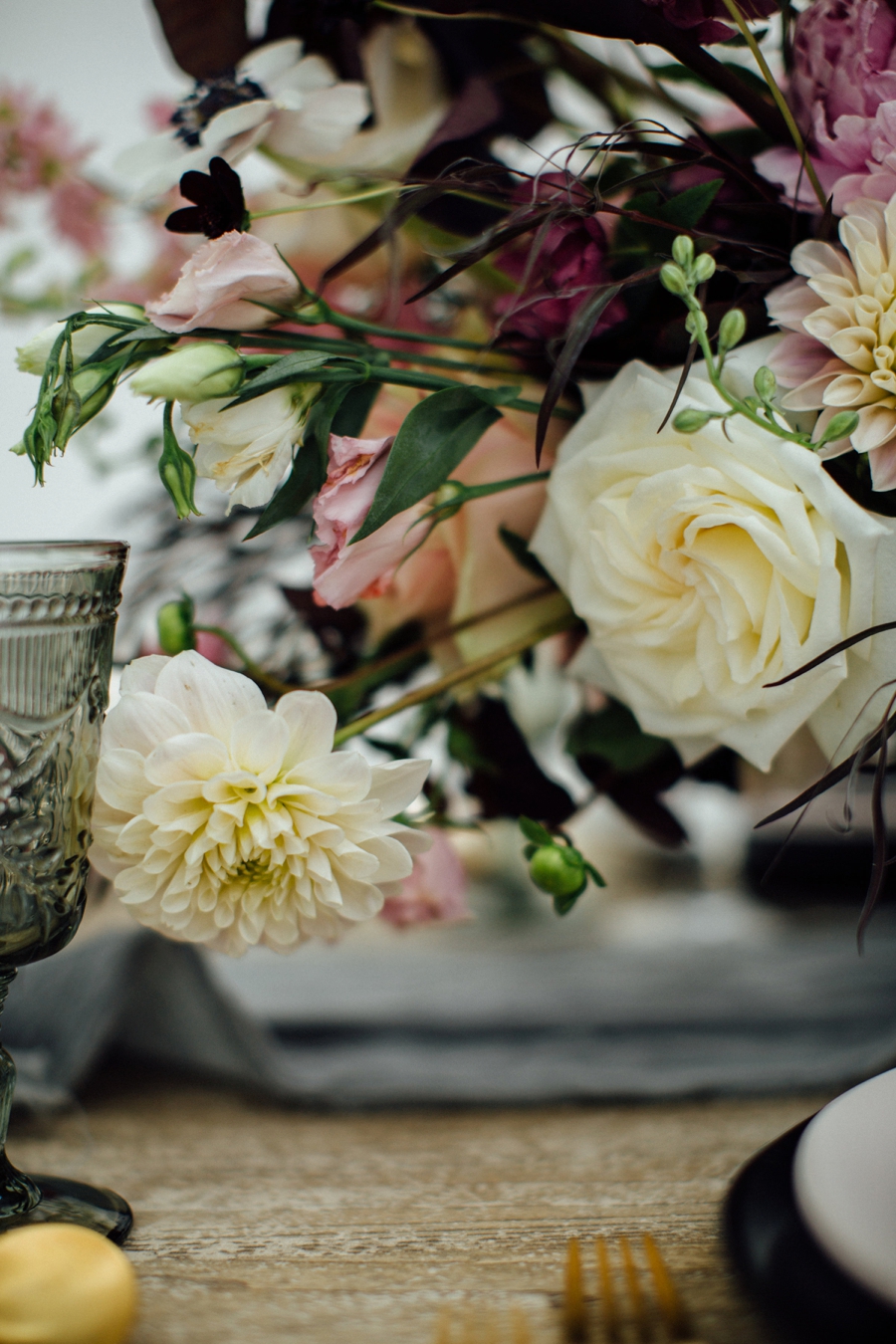 Moody, Romantic Blush & Burgundy Wedding Ideas via TheELD.com