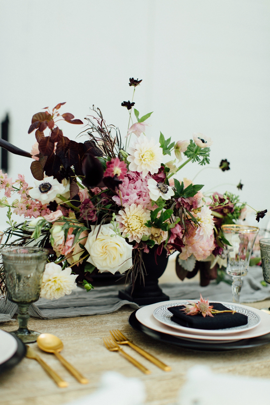 Moody, Romantic Blush & Burgundy Wedding Ideas via TheELD.com