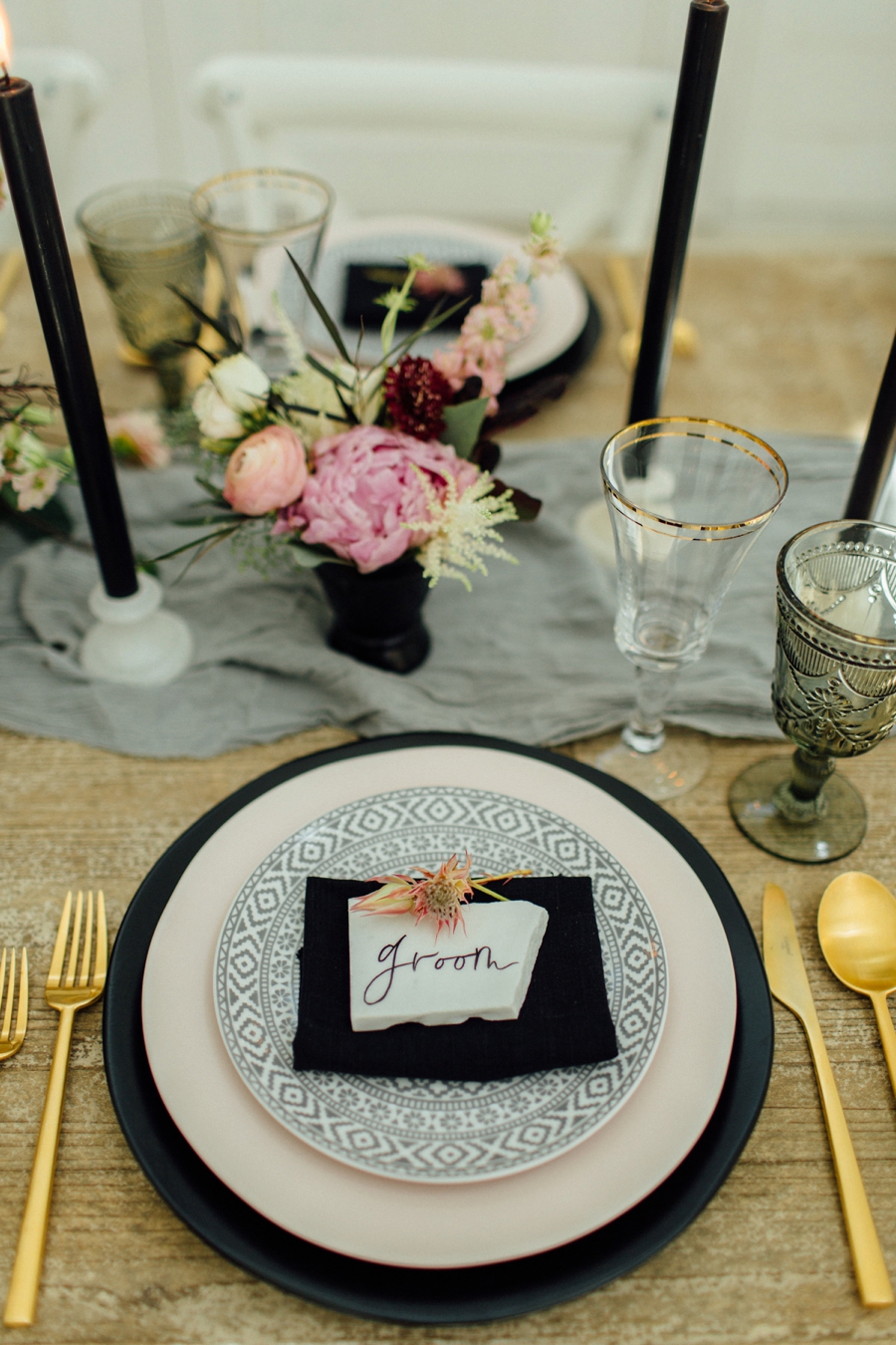 Moody, Romantic Blush & Burgundy Wedding Ideas via TheELD.com