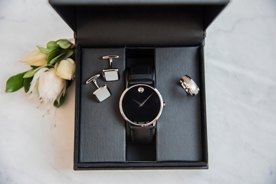 Modern Rooftop Elopement Inspiration With Chic Wedding Day Gift Ideas via TheELD.com