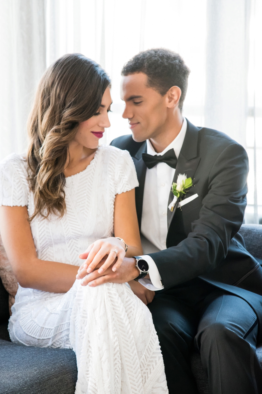 Modern Rooftop Elopement Inspiration With Chic Wedding Day Gift Ideas via TheELD.com