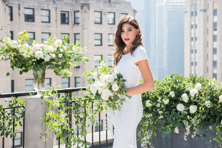 Modern Rooftop Elopement Inspiration With Chic Wedding Day Gift Ideas via TheELD.com