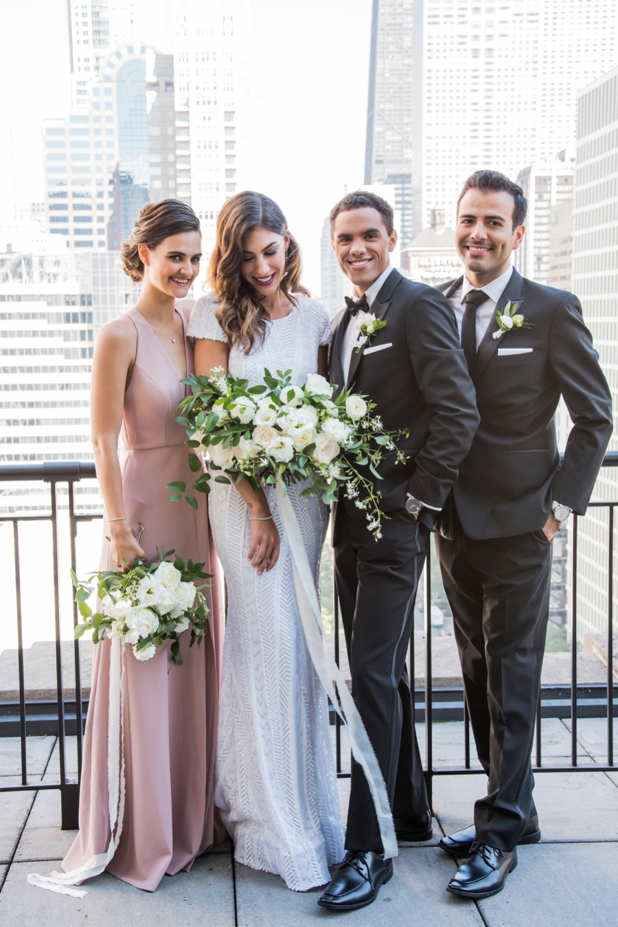 Modern Rooftop Elopement Inspiration With Chic Wedding Day Gift Ideas via TheELD.com