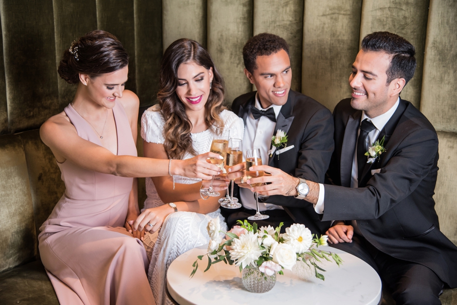 Modern Rooftop Elopement Inspiration With Chic Wedding Day Gift Ideas via TheELD.com