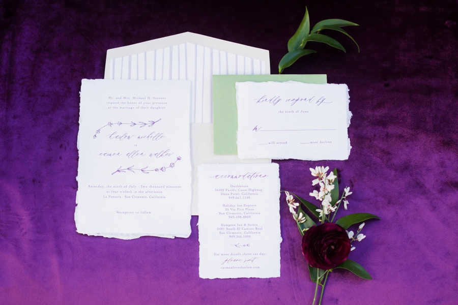 Lavender and Red Southern California Wedding Inspiration via TheELD.com