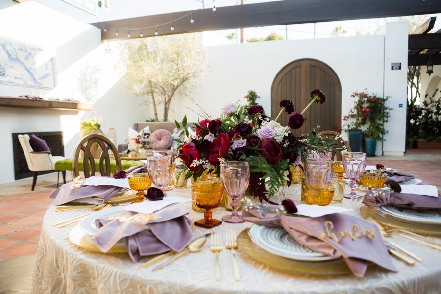 Lavender and Red Southern California Wedding Inspiration via TheELD.com