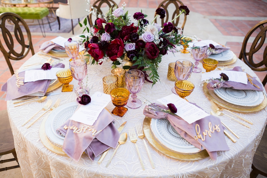 Lavender and Red Southern California Wedding Inspiration via TheELD.com