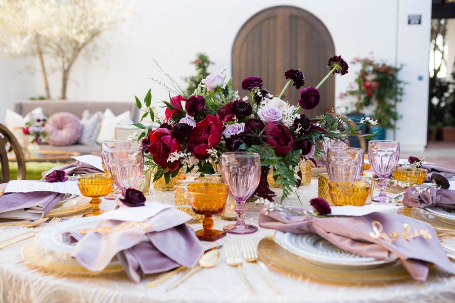 Lavender and Red Southern California Wedding Inspiration via TheELD.com