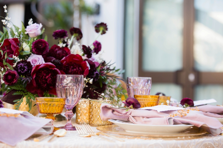 Lavender and Red Southern California Wedding Inspiration via TheELD.com