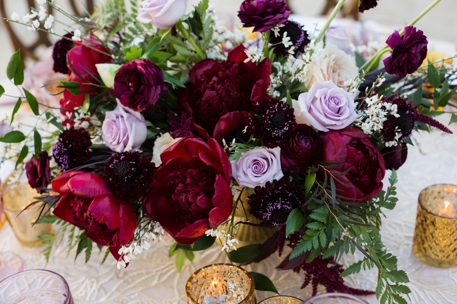 Lavender and Red Southern California Wedding Inspiration via TheELD.com