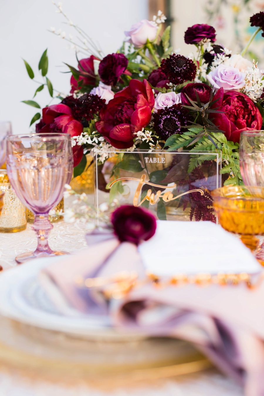 Lavender and Red Southern California Wedding Inspiration via TheELD.com