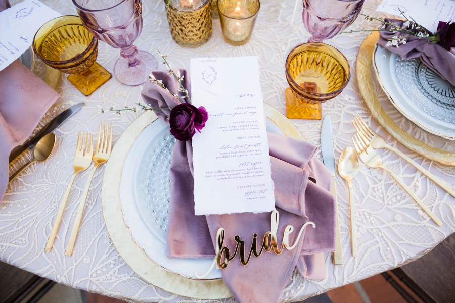 Lavender and Red Southern California Wedding Inspiration via TheELD.com