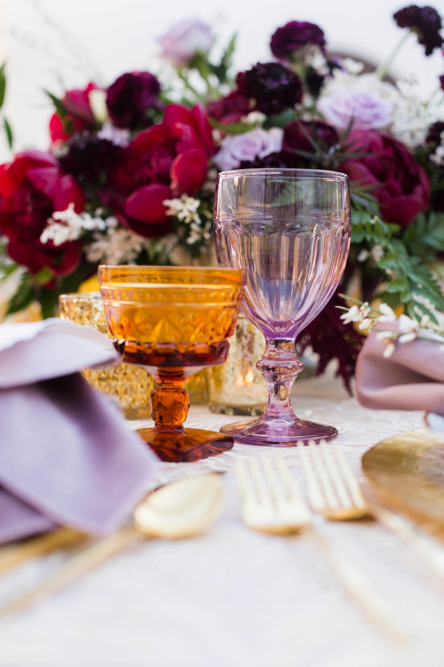 Lavender and Red Southern California Wedding Inspiration via TheELD.com