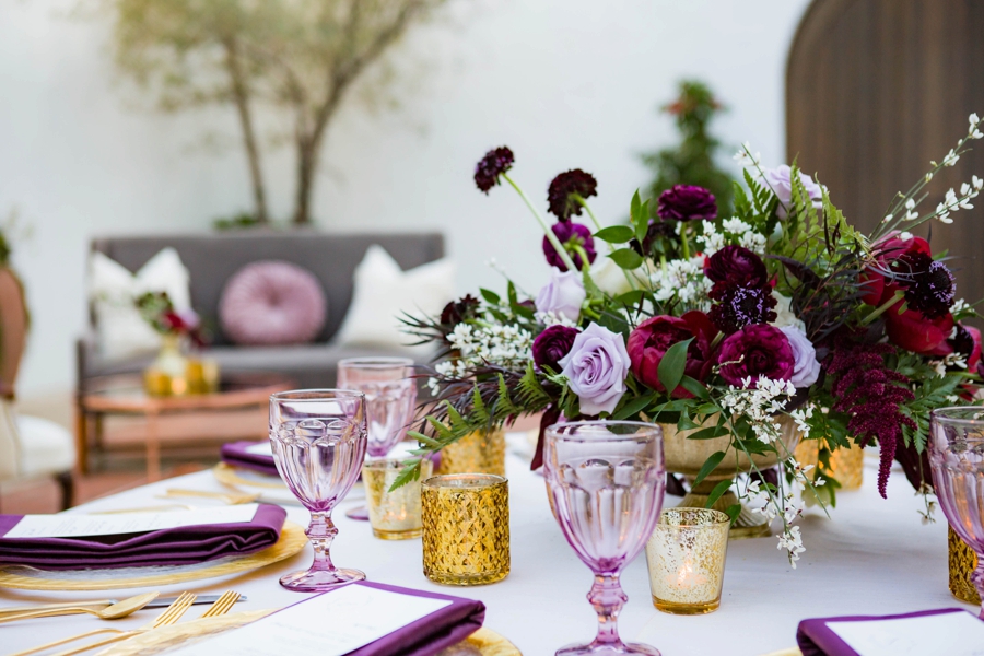 Lavender and Red Southern California Wedding Inspiration via TheELD.com