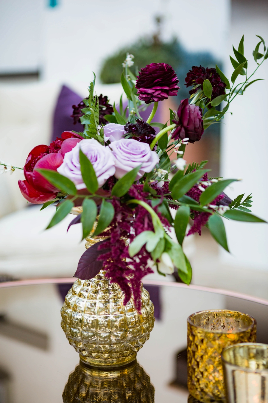 Lavender and Red Southern California Wedding Inspiration via TheELD.com