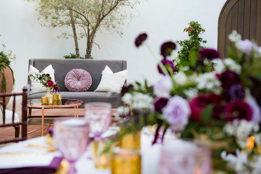 Lavender and Red Southern California Wedding Inspiration via TheELD.com