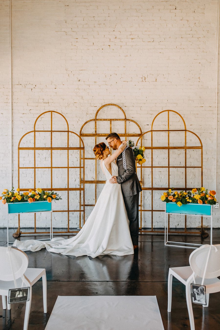 Mid Century Teal & Orange Wedding Ideas via TheELD.com