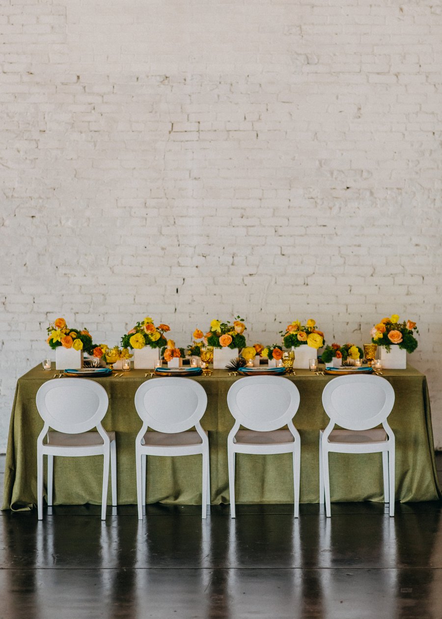 Mid Century Teal & Orange Wedding Ideas via TheELD.com