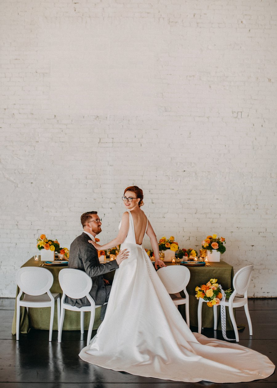 Mid Century Teal & Orange Wedding Ideas via TheELD.com