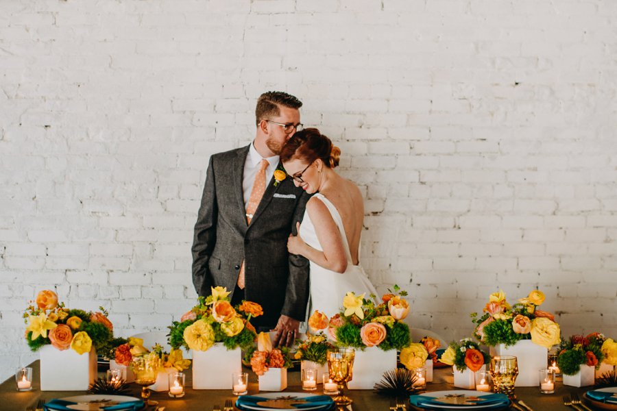 Mid Century Teal & Orange Wedding Ideas via TheELD.com