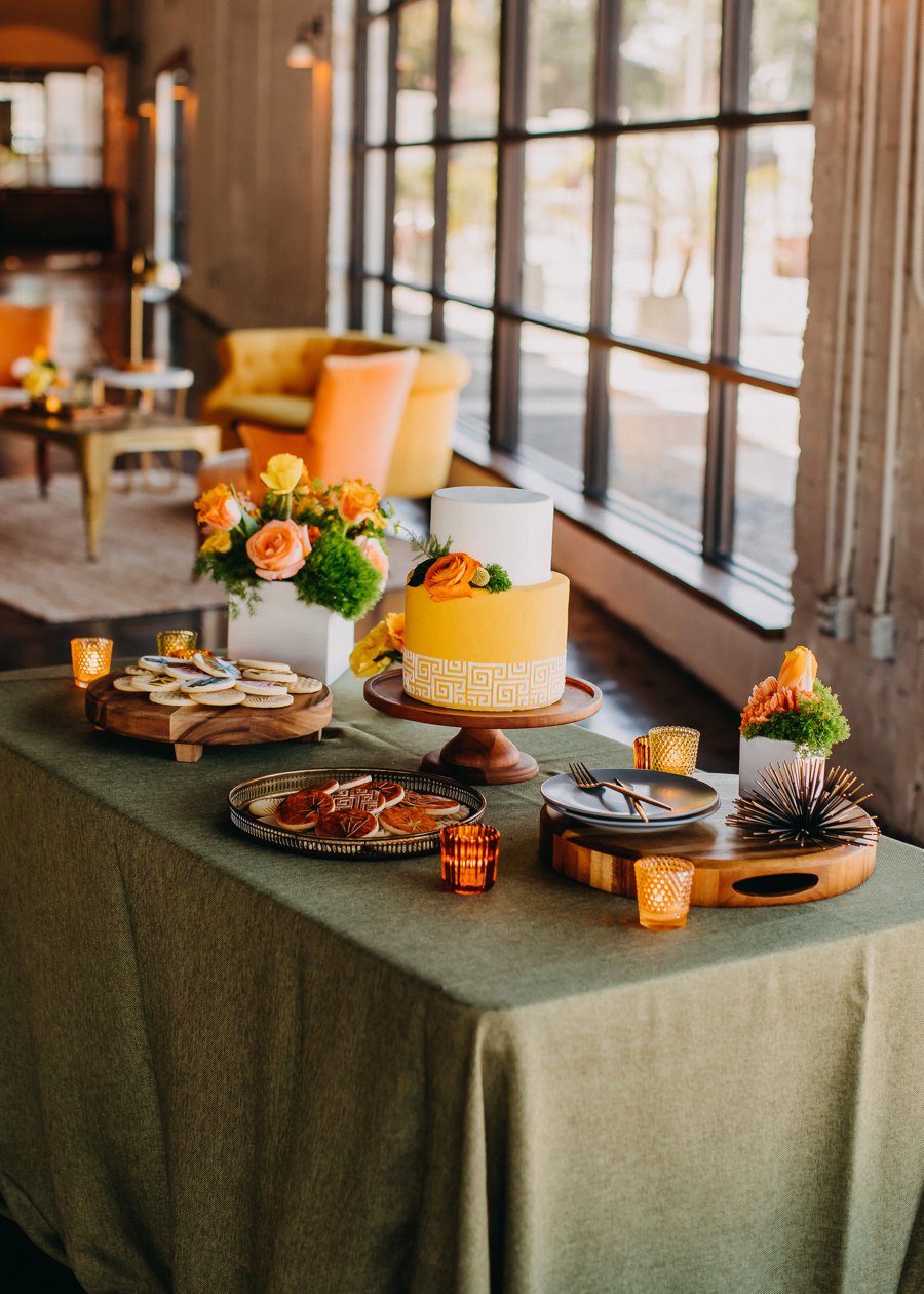 Mid Century Teal & Orange Wedding Ideas via TheELD.com