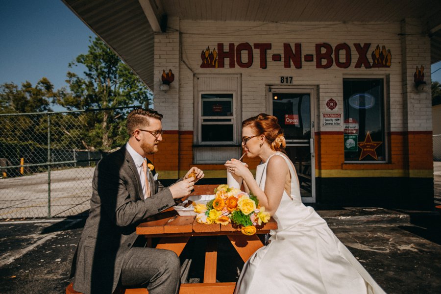 Mid Century Teal & Orange Wedding Ideas via TheELD.com