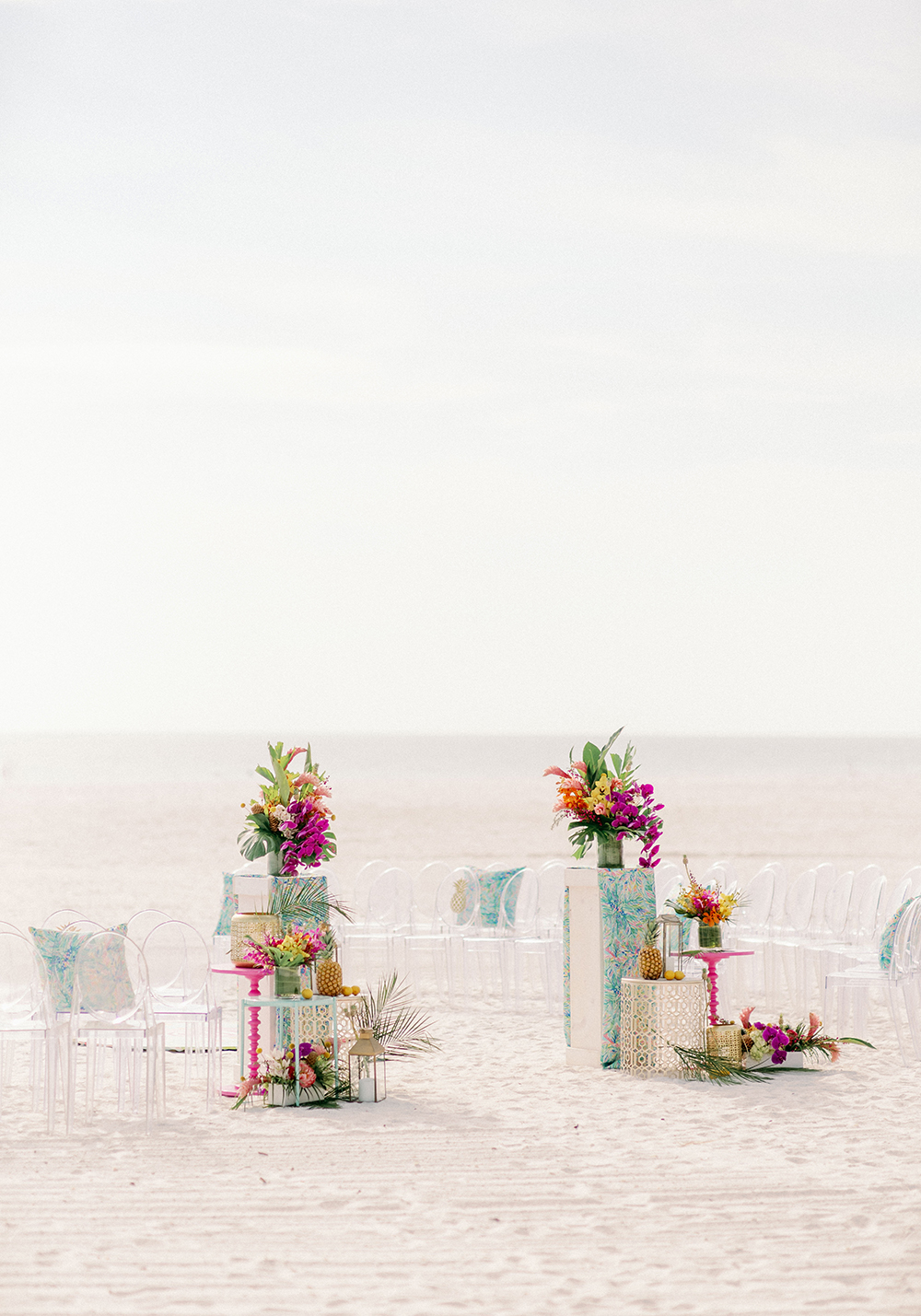 Colorful Lilly Pulitzer Inspired Beach Wedding via TheELD.com