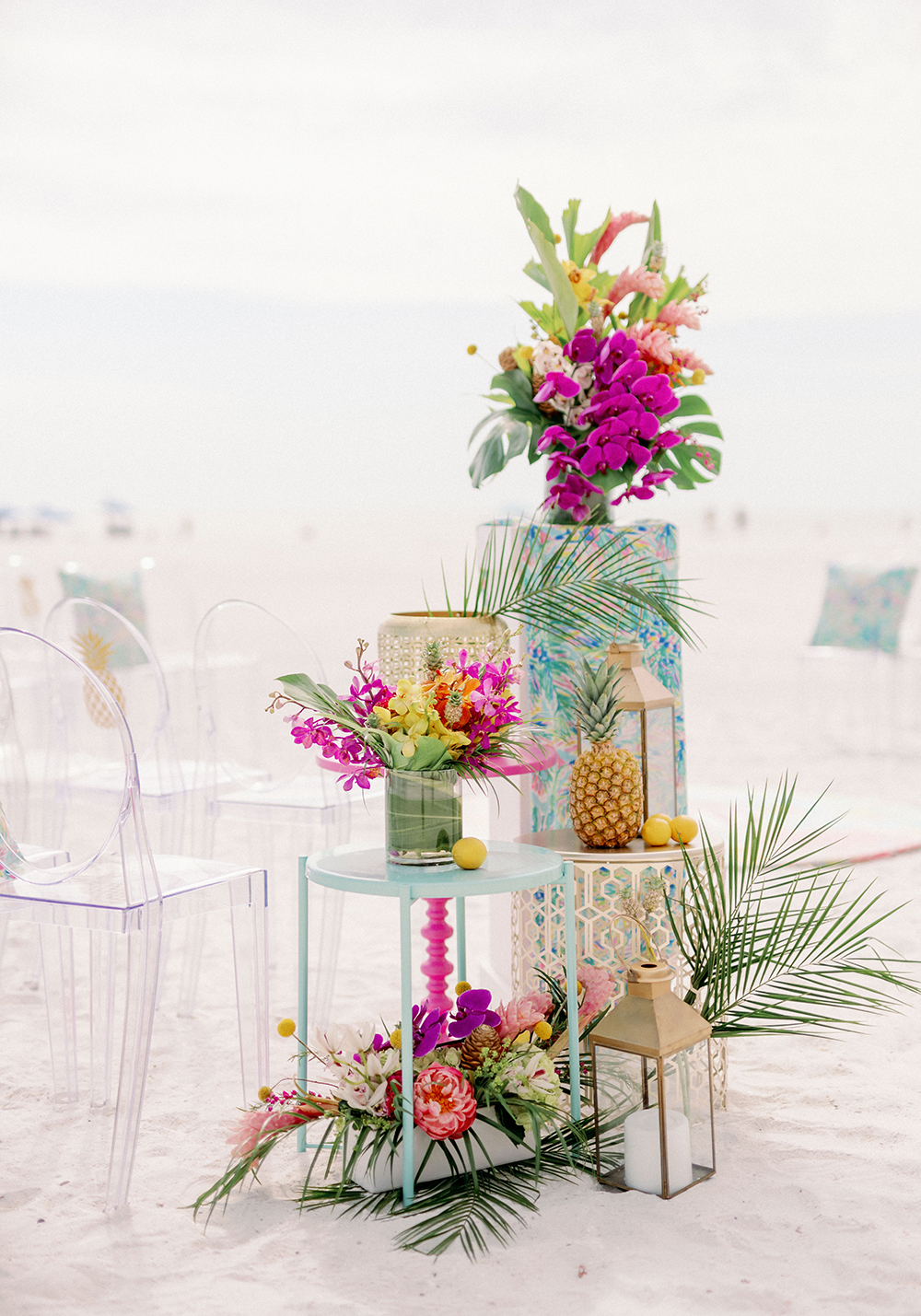 Colorful Lilly Pulitzer Inspired Beach Wedding via TheELD.com