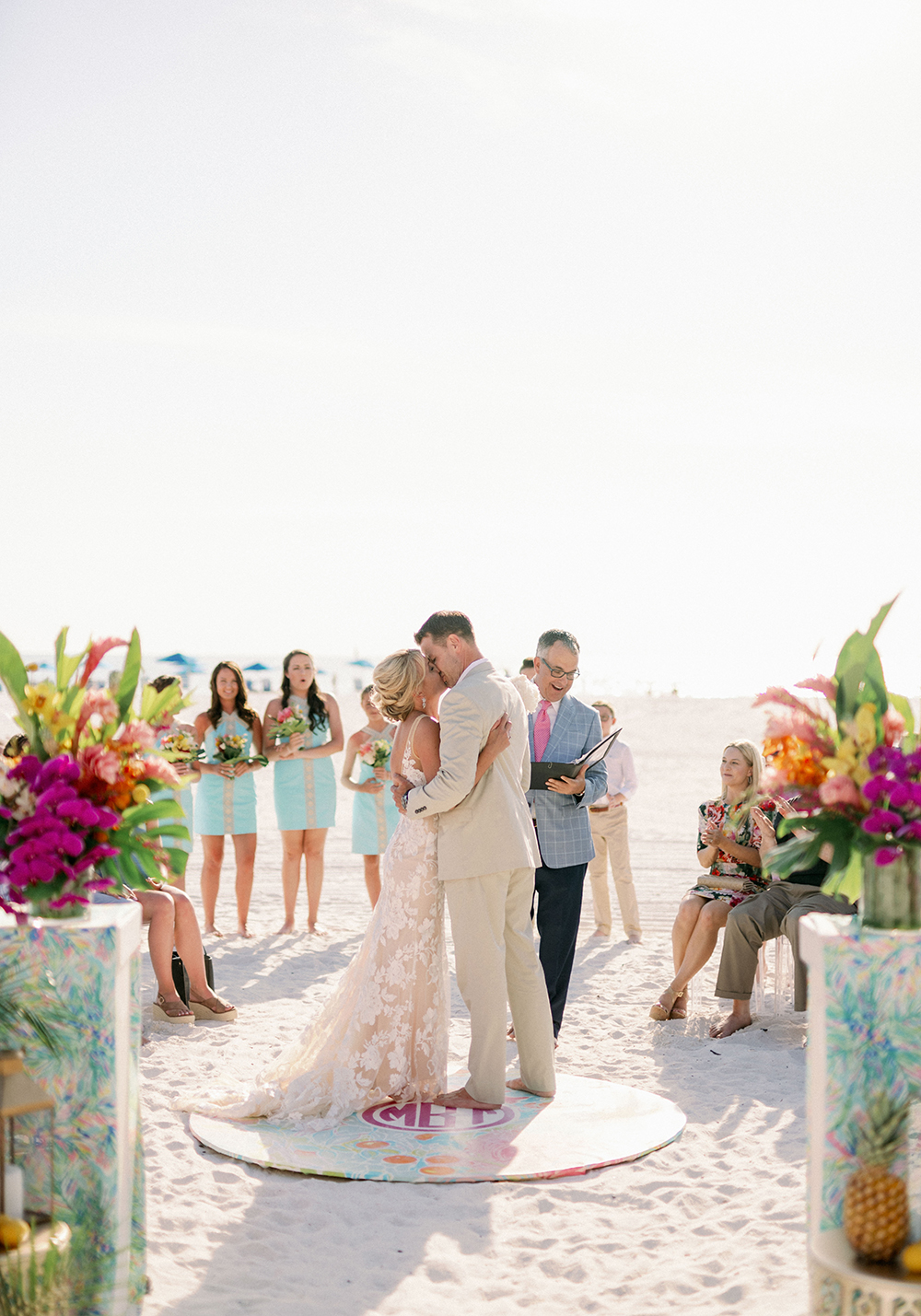 Colorful Lilly Pulitzer Inspired Beach Wedding via TheELD.com