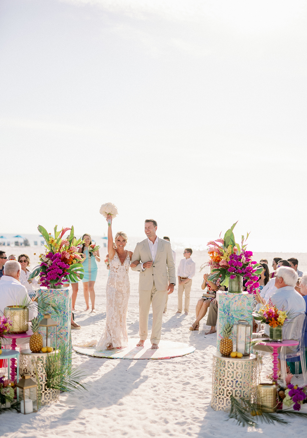 Colorful Lilly Pulitzer Inspired Beach Wedding via TheELD.com