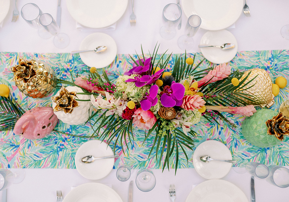 Colorful Lilly Pulitzer Inspired Beach Wedding via TheELD.com