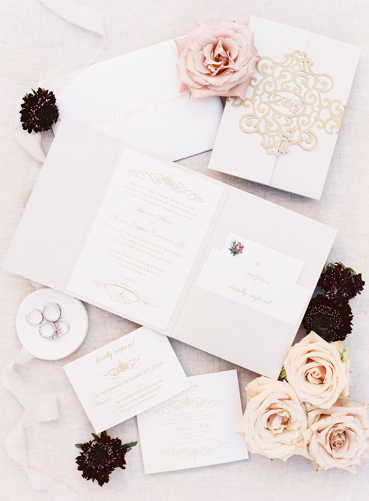 Glamorous Blush & Red Tampa Wedding via TheELD.com