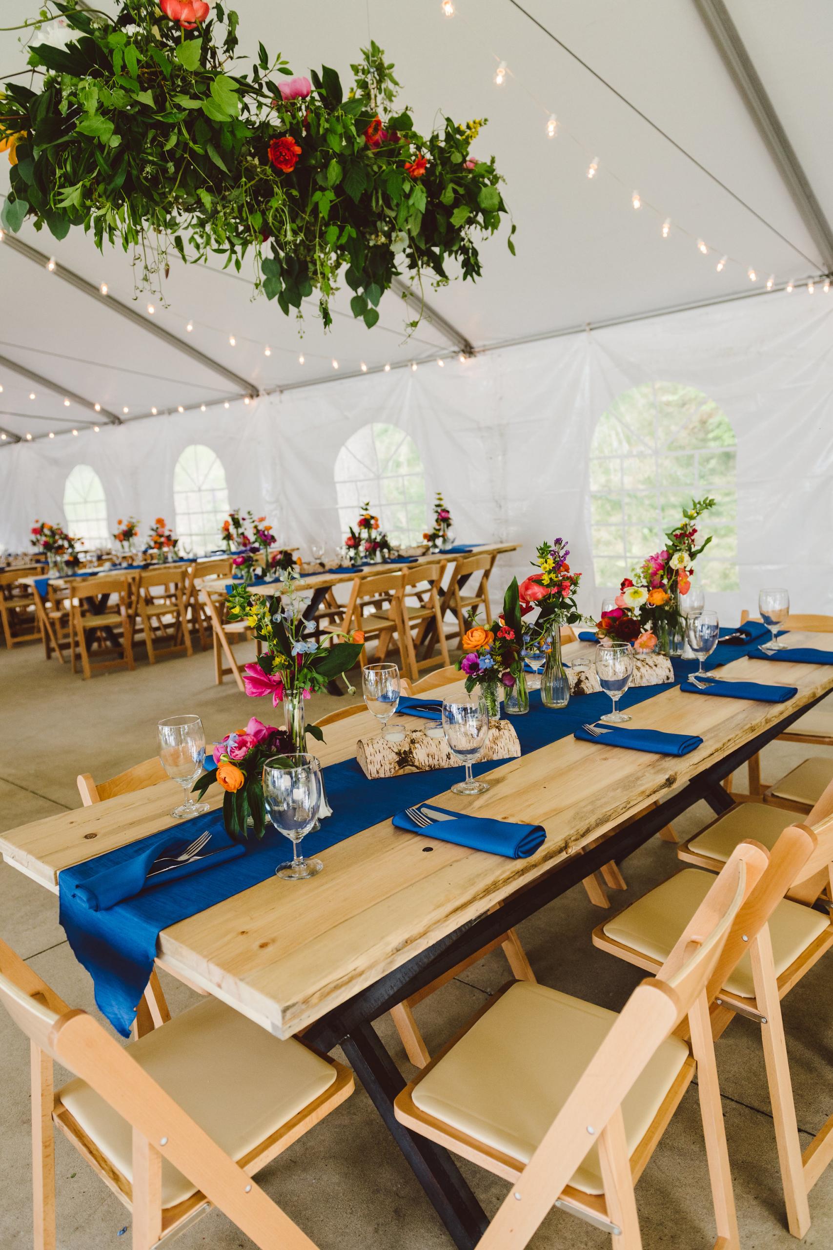 Pantone Classic Blue Rustic Wedding, Table Decor