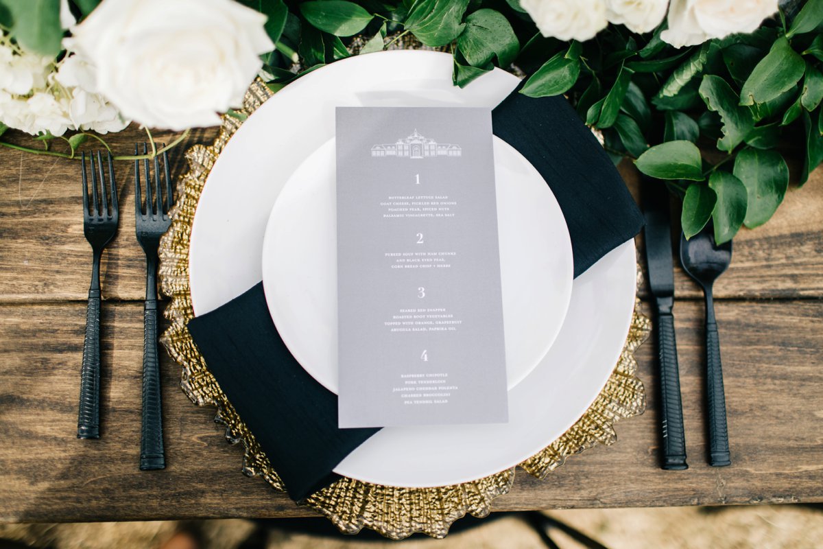 Elegant Black, White & Gold Texas Wedding Inspiration via TheELD.com